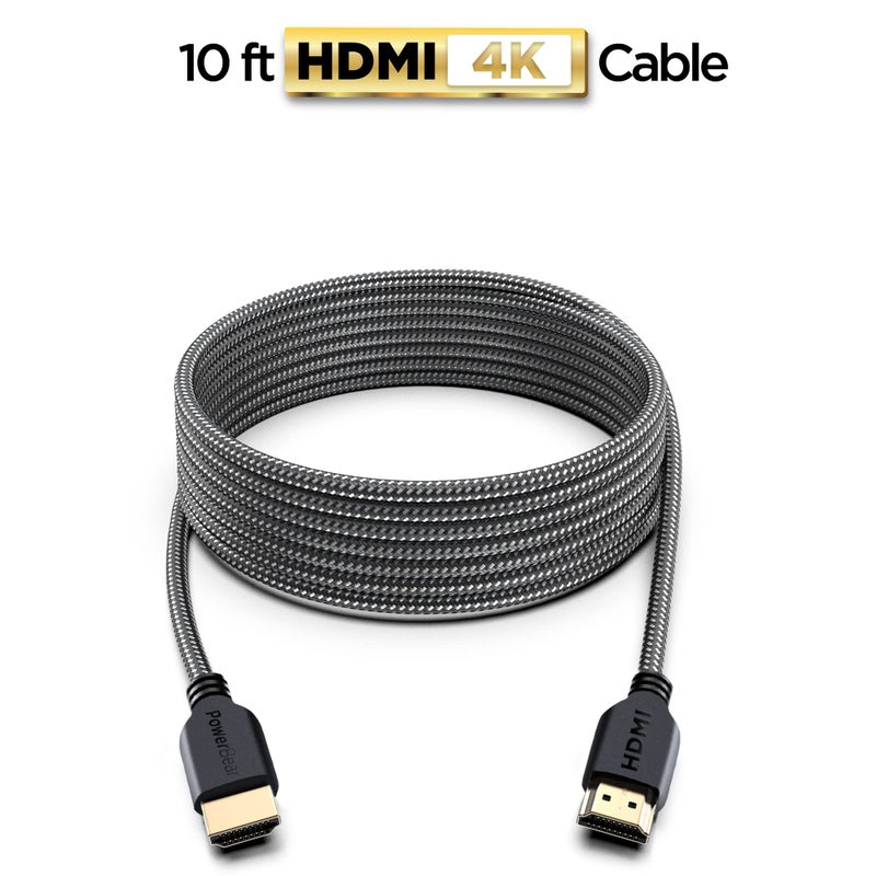 PowerBear 4K HDMI Cable 10 ft [2 Pack] High Speed, Braided Nylon & Gold Connectors, 4K @ 60Hz, Ultra HD, 2K, 1080P, ARC & CL3 Rated | for Laptop, Monitor, PS5, PS4, Xbox One, Fire TV, Apple TV & More - Image 2